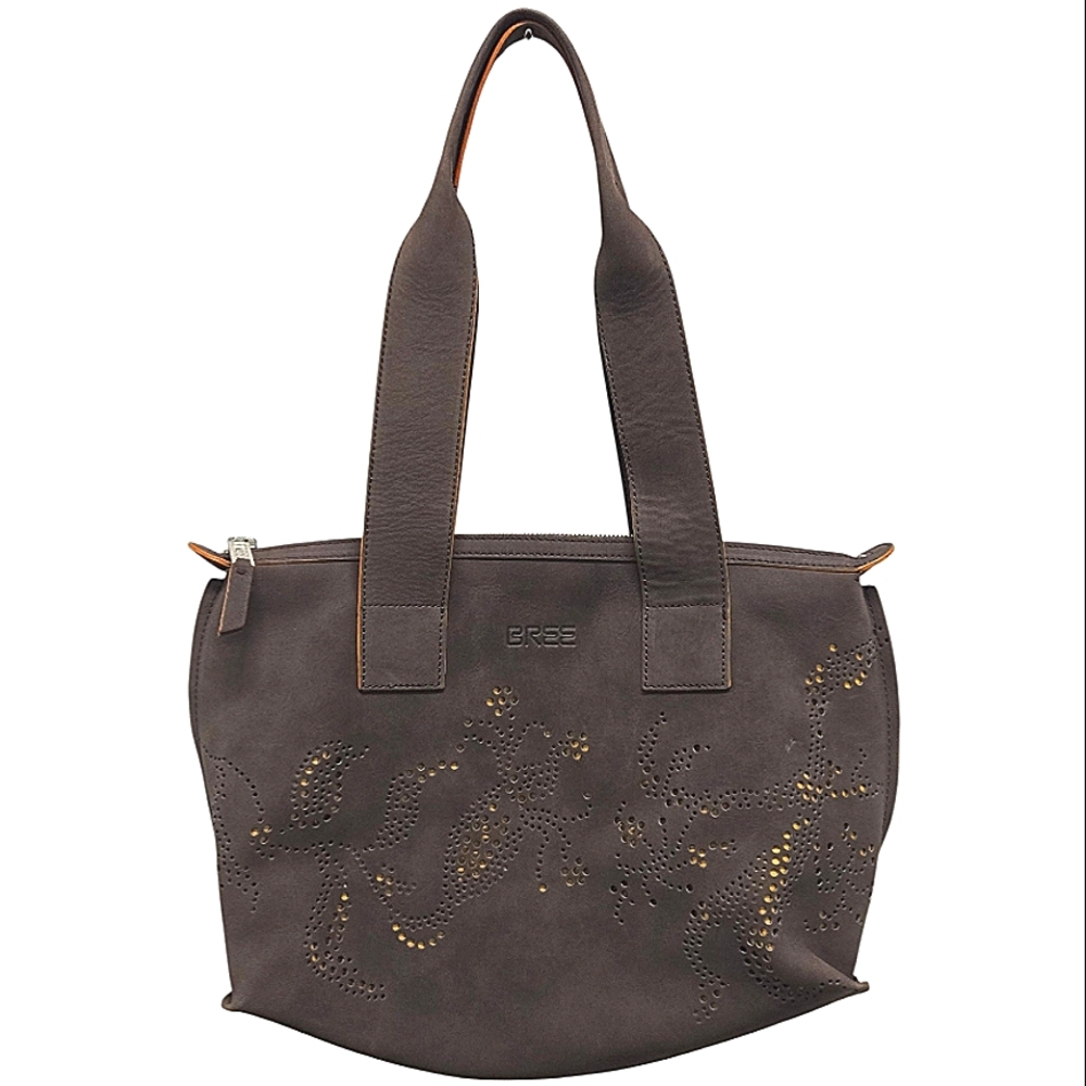 Authentic BREE Brown Leather Medium Handbag Top Zip Tote Limited Edition 268/500